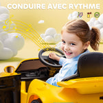 Voiture électrique enfants, véhicule électrique 12V, télécommande 2,4G, phares, musique, klaxon, 103 x 55 x 44 cm, jaune