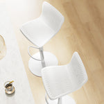 Lot de 2 tabourets de bar, chaises de bar réglable en hauteur, dossier et repose-pieds, 38,5x40x76,5-97,5cm, blanc