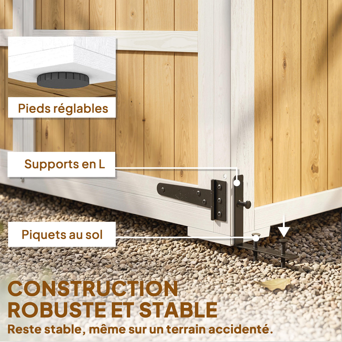 Armoire de Jardin Abri de Jardin Étanche avec Toit en Métal Double Porte pour Outils de Jardinage 105x55x179cm Naturel