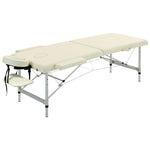 Draagbare opvouwbare massagetafel + draagtas max. belasting 225 kg in hoogte verstelbaar 210 x 90 cm crème