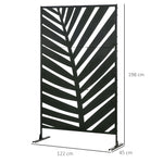Paravent séparateur de jardin balcon décoratif extérieur à motif végétal en acier 122 x 45 x 198 cm noir