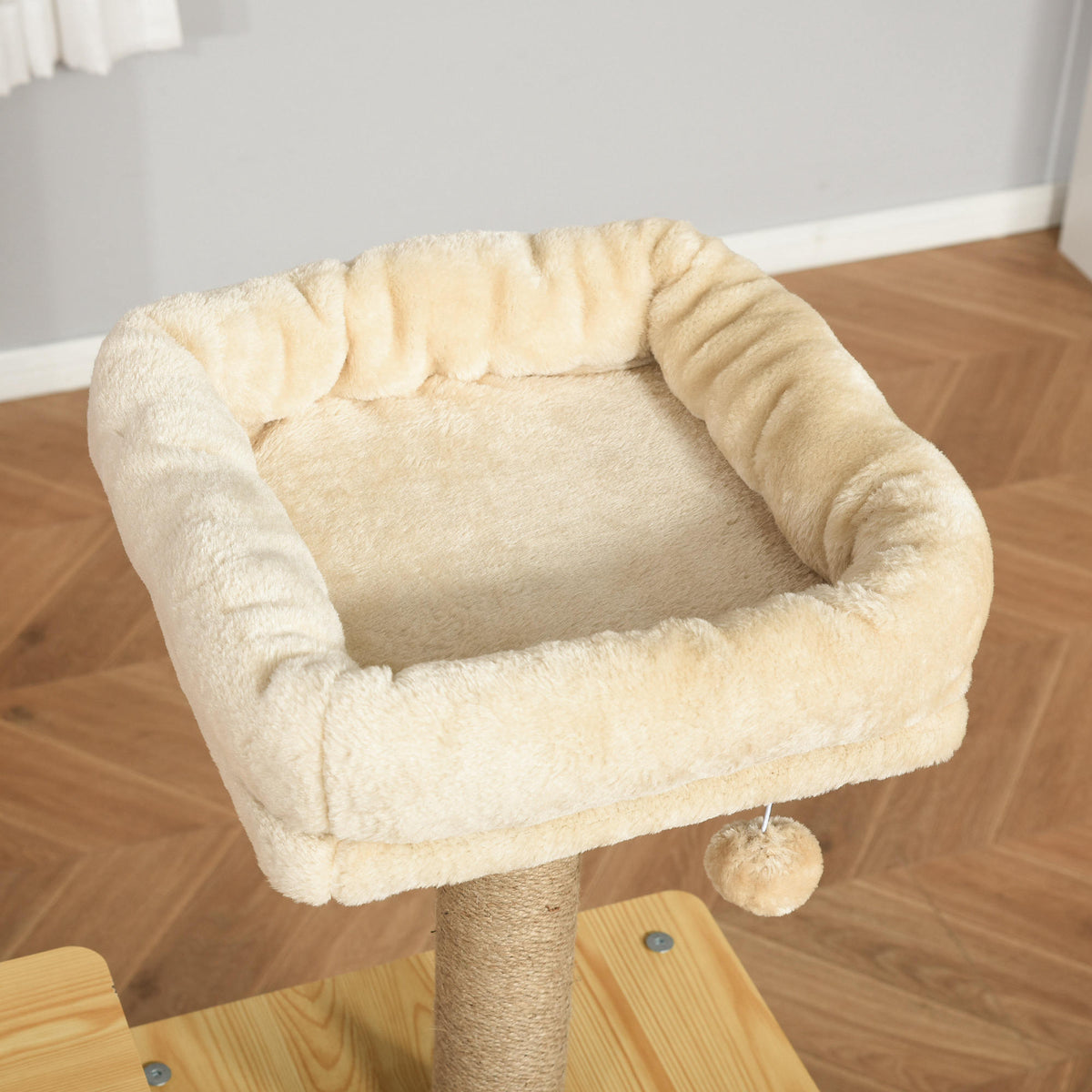 Krabpaal speeltoren voor katten, plateaus, huisje, bed, hangmat, ladder en krabpalen van jute 60x40x130cm geel