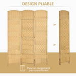 Paravent intérieur en bois 3 panneaux séparateur de pièce pliable pour salon chambre 135 x 180 cm bois naturel