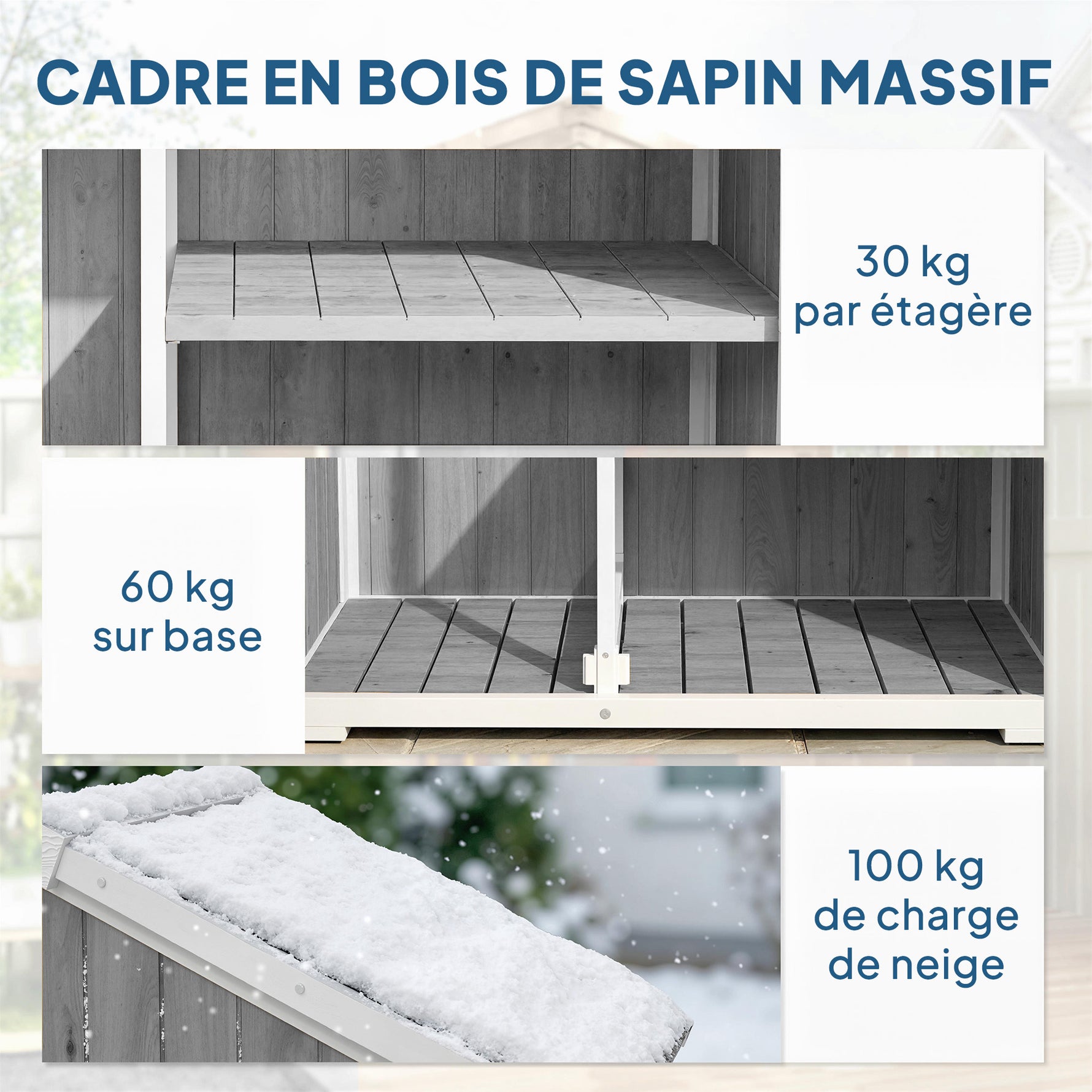 Armoire de Jardin Abri de Jardin Étanche avec Toit en Métal Double Porte pour Outils de Jardinage 105x55x179cm Gris
