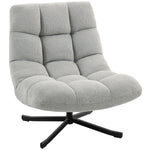Fauteuil salon sans accoudoirs, chaise pivotante en tissu chenille, assise large, 75 x 95 x 90 cm gris clair