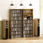 Rangements pour CD et DVD avec 8 compartiments et 6 étagères réglables, capacité max. 360 CD/185 DVD et Blu-ray, marron