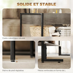 Table basse avec plateau relevable, table de salon avec compartiment caché et étagère ouverte, 95x40x59cm, gris