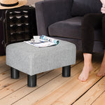 Lot de 2 poufs repose-pied tabouret bas en tissu de lin capacité de charge 150 Kg 40 x 30 x 24 cm gris