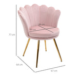 Lot de 2 fauteuil coquillage Fauteuil rose Fauteuil de salon Chaise en velours pieds métal dorés effilés dim. 67l x 64P x 77H cm rose