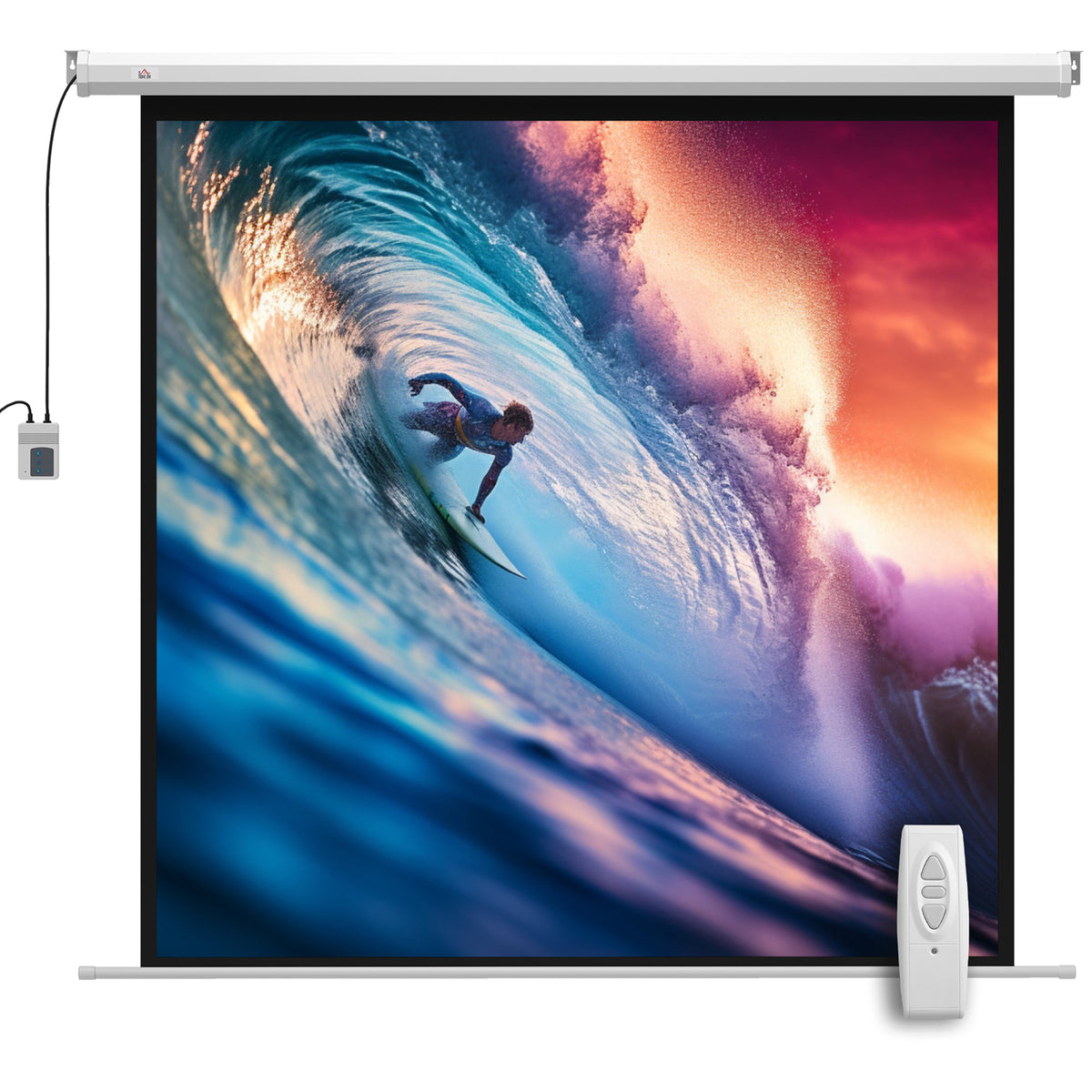 Écran de projection motorisé 85 pouces, 4K HD électrique, montage mural ou plafond, panneau de commande et télécommande