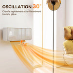 Chauffage mural en céramique 1000/2000W, radiateur électrique, ventilateur, thermostat, minuterie, 54x18,7x12,3cm, blanc