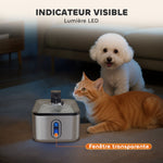 Fontaine à eau pour chat automatique en inox 5L, silencieuse, distributeur eau chat 3-étapes filtre chargeur USB, argent