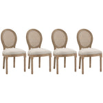 Lot de 4 chaises de Salle à Manger - Chaise de Salon médaillon Style Louis XVI - Bois Massif sculpté, patiné