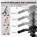 Foldable Aluminium Scooter, Adjustable Handlebar, Dual Hand/Foot Braking, 18 cm PU Wheels, 86x38x103.5cm, Red