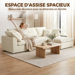 Canapé 3 Places avec Pouf Réversible, Canapé d'Angle Modulable en Chenille 254 cm Moderne, Assise Large, Crème-5