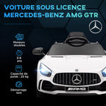 Voiture électrique enfants sous licence Mercedes-Benz AMG GTR 12V télécommande 2,4G max. 5 km/h 108 x 67 x 46 cm blanc