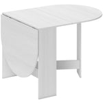 Table à manger pliante, table pliante cuisine ovale jusqu'à 6 personnes, pour petits espaces, salle à manger, blanc-0