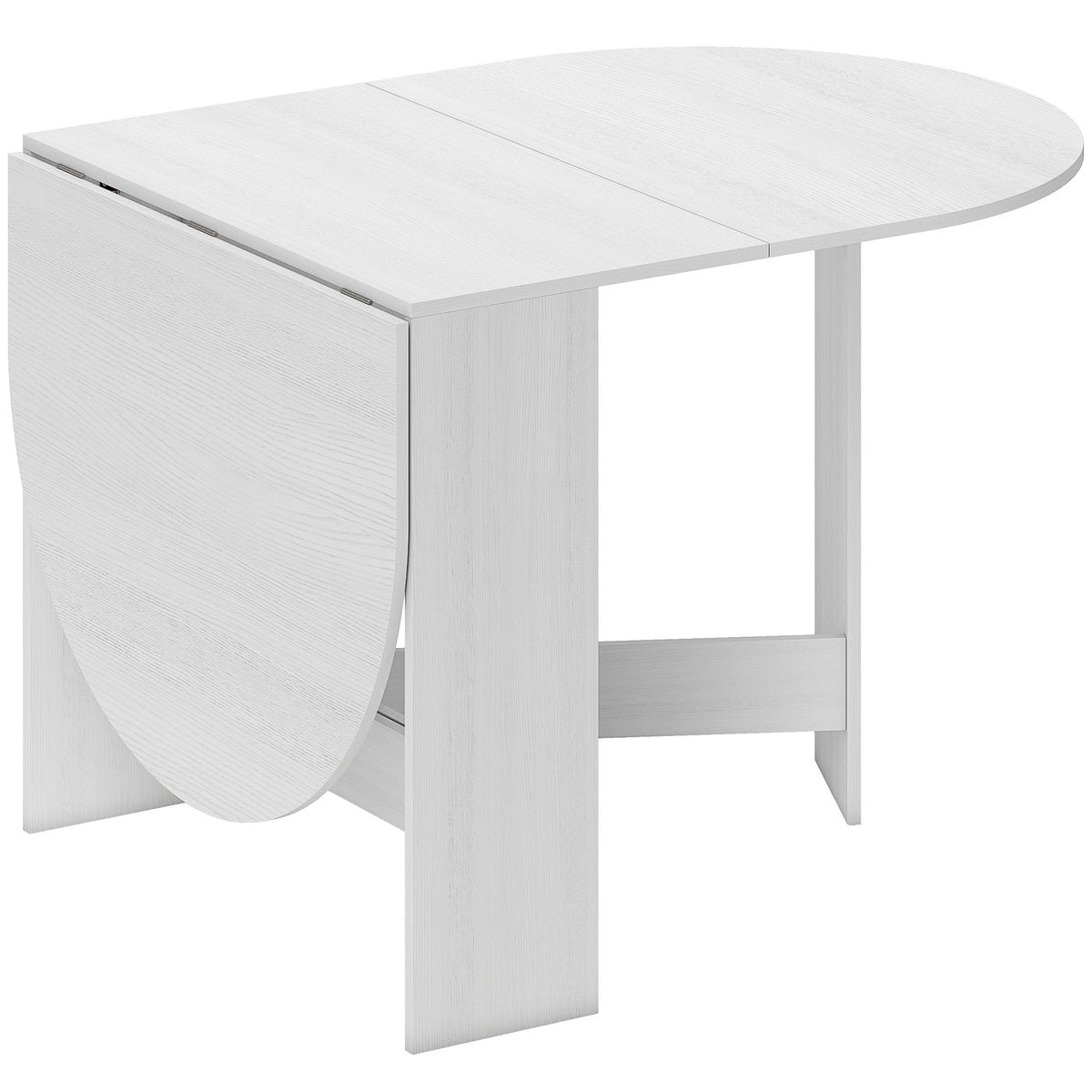Table à manger pliante, table pliante cuisine ovale jusqu'à 6 personnes, pour petits espaces, salle à manger, blanc-0