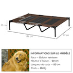 Lot de 2 Lits sur pieds XXL pour chien chat lit de camp animal 122L x 92l x 23H cm marron clair