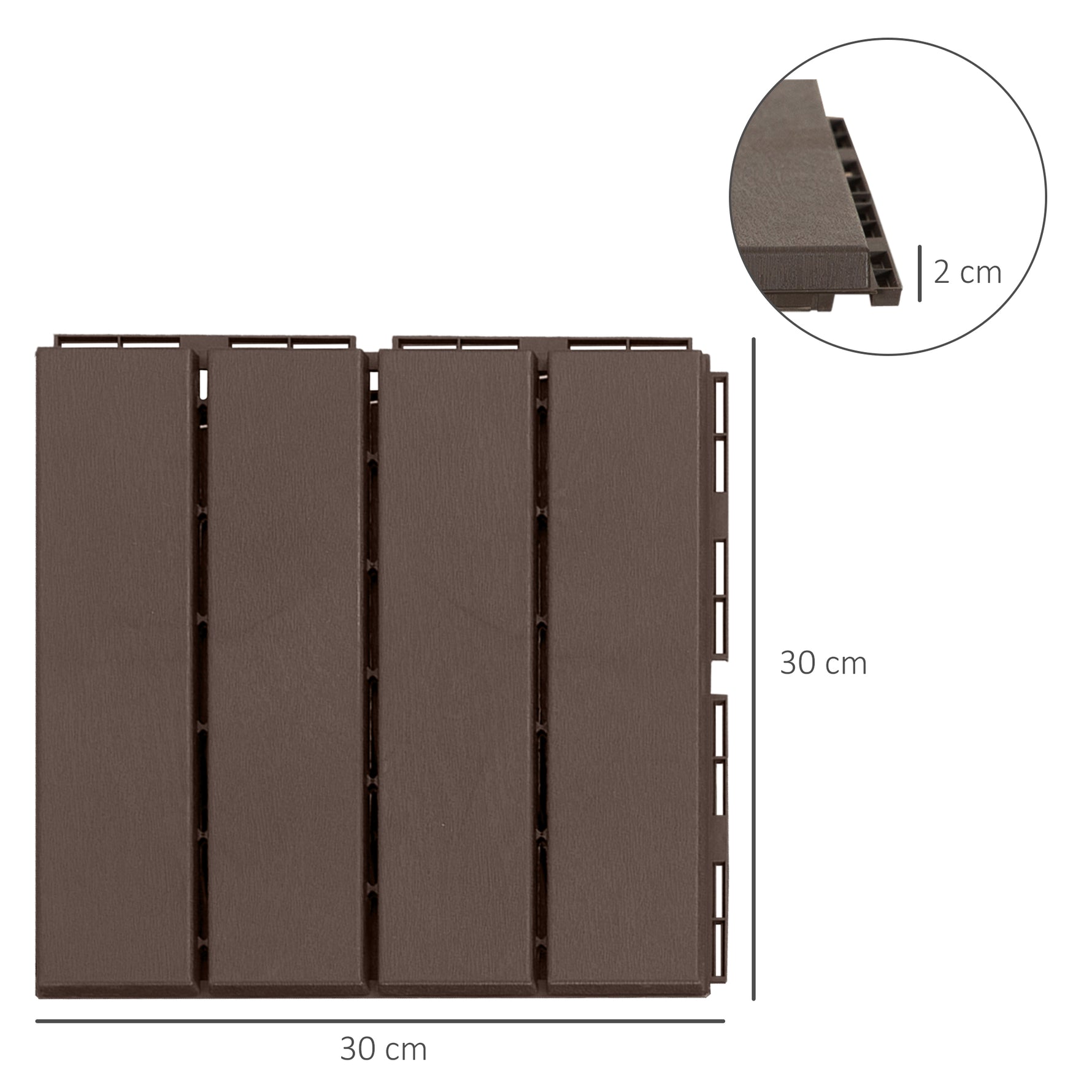 Caillebotis - Dalles terrasse - Lot de 18 - emboîtables, Installation très Simple - Petits Carreaux Composite Plastique