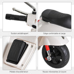 Vespa Scooter Moto électrique Enfants 6 V dim. 102L x 51l x 76H cm Musique MP3 Port USB klaxon Phare feu AR Blanc