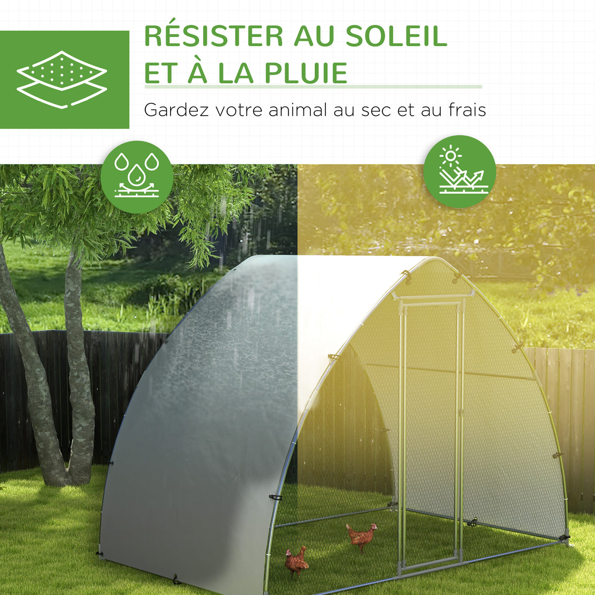 Grand enclos poulailler chenil volière extérieure 5,75m² toit anti-UV toit anti-UV, acier galvanisé, porte verouillable