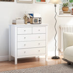 Commode à 5 tiroirs, meuble de rangement, avec poignées, glissières métalliques,  en bois, 79l x 39,5P x 80,5H cm, blanc