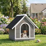 Niche pour Chien Extérieur Maison pour Chien Corps Entièrement Ouvrant pour Nettoyage Facile 84x101x86 cm Gris et Blanc