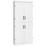 Armoire de cuisine buffet de salle à manger avec 4 portes 6 étagères de rangement style moderne 76 x 40 x 177 cm blanc
