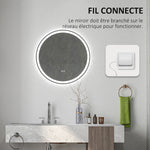 Miroir rond lumineux LED de salle de bain Ø 70 cm mural avec éclairage 3 couleurs interrupteur tactile 23W blanc argent