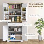 Armoire de cuisine buffet cuisine, 4 portes, 6 étagères à porte,1 tiroir et étagères réglables 76,5 x 40 x 181 cm blanc