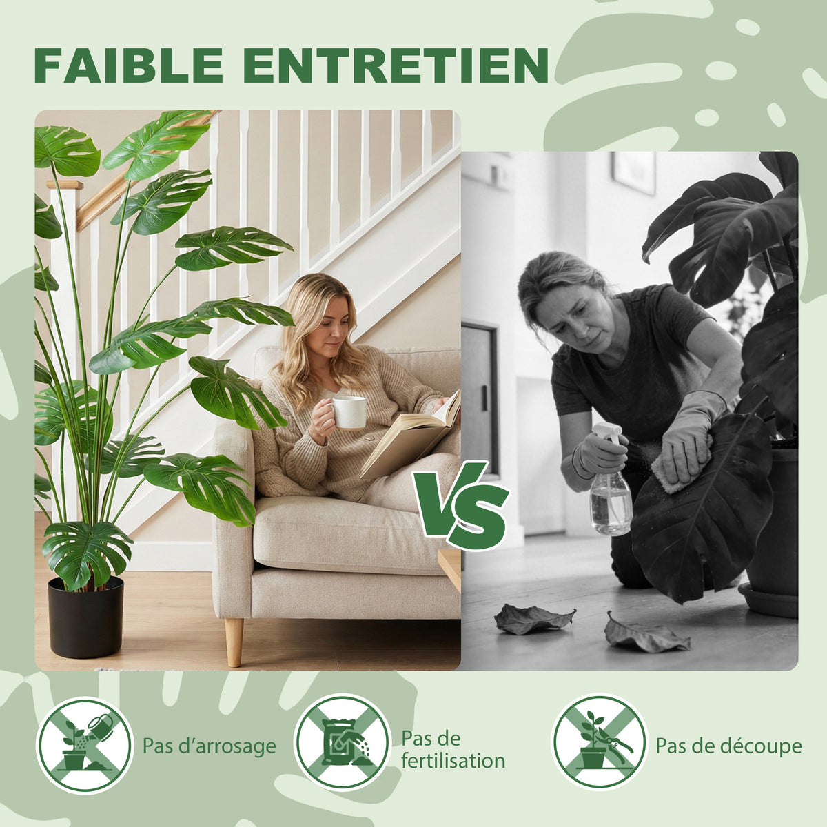 Plante artificielle arbre artificiel monstera deliciosa avec pot inclus hauteur 150 cm intérieure vert