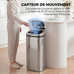 Cubo de basura con sensor de movimiento de apertura automática, 1 compartimento de 50 L, de acero inoxidable