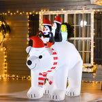 Ours Polaire Gonflable de Noël avec Lumières LED 206cm Décoration Gonflable de Noël Imperméable avec 2 Pingouins