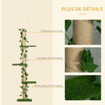 Arbre à chat poteau à griffer fixation plafond hauteur réglable 37 x 21 x 202- 242 cm 4 niveaux vert