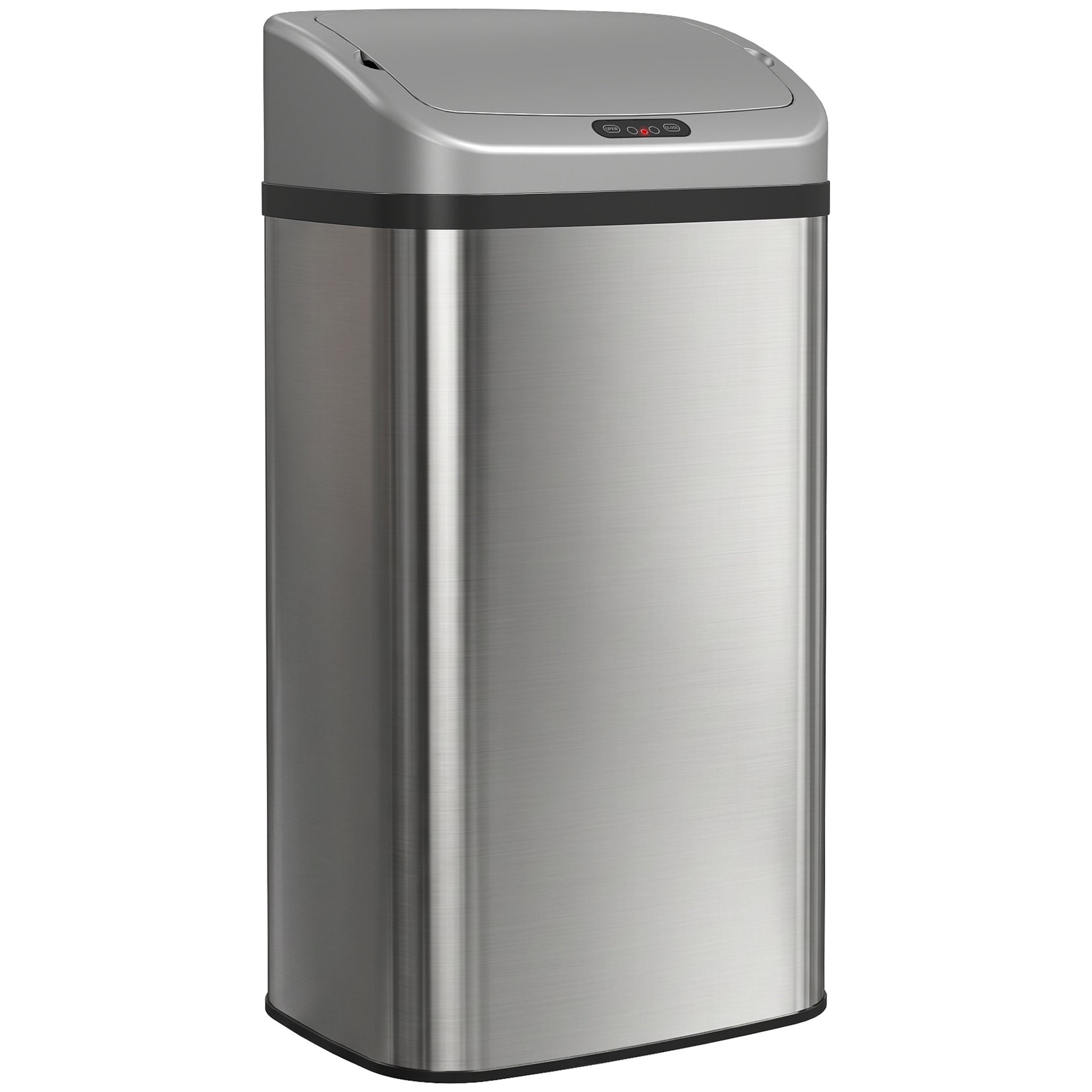 Poubelle de cuisine automatique 48L en acier inoxydable, couvercle à fermeture en douceur, 33x25x69cm, argent