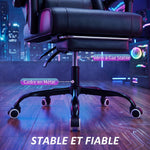 Ergonomische gamestoel, gamerstoel met masserende lendensteun, verstelbare rugleuning, in hoogte verstelbaar, zwart