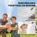 Enrouleur Tuyau Arrosage Mural 40+2 m x Ø 15mm, Dévidoir de Tuyaux d'Eau Rétractable Automatique Pivotant à 180°, Gris