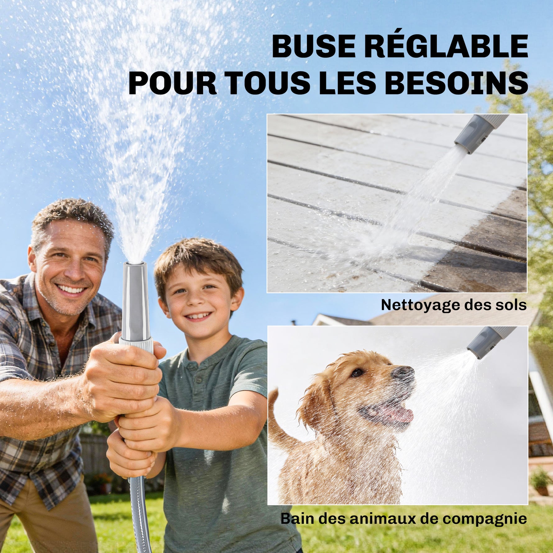 Enrouleur Tuyau Arrosage Mural 40+2 m x Ø 15mm, Dévidoir de Tuyaux d'Eau Rétractable Automatique Pivotant à 180°, Gris