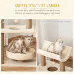 Arbre à chats design cosy chic multi-équipements centre d'activités griffoirs grattoir plateformes brun clair