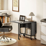 Table pliante de cuisine extensible salle à manger sur roulettes jusqu'à 6 personnes étagère intégrée, 6 roues, Gris