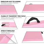 Tapis de gymnastique yoga pilates fitness pliable portable grand confort 180L x 60l x 5H cm revêtement synthétique rose
