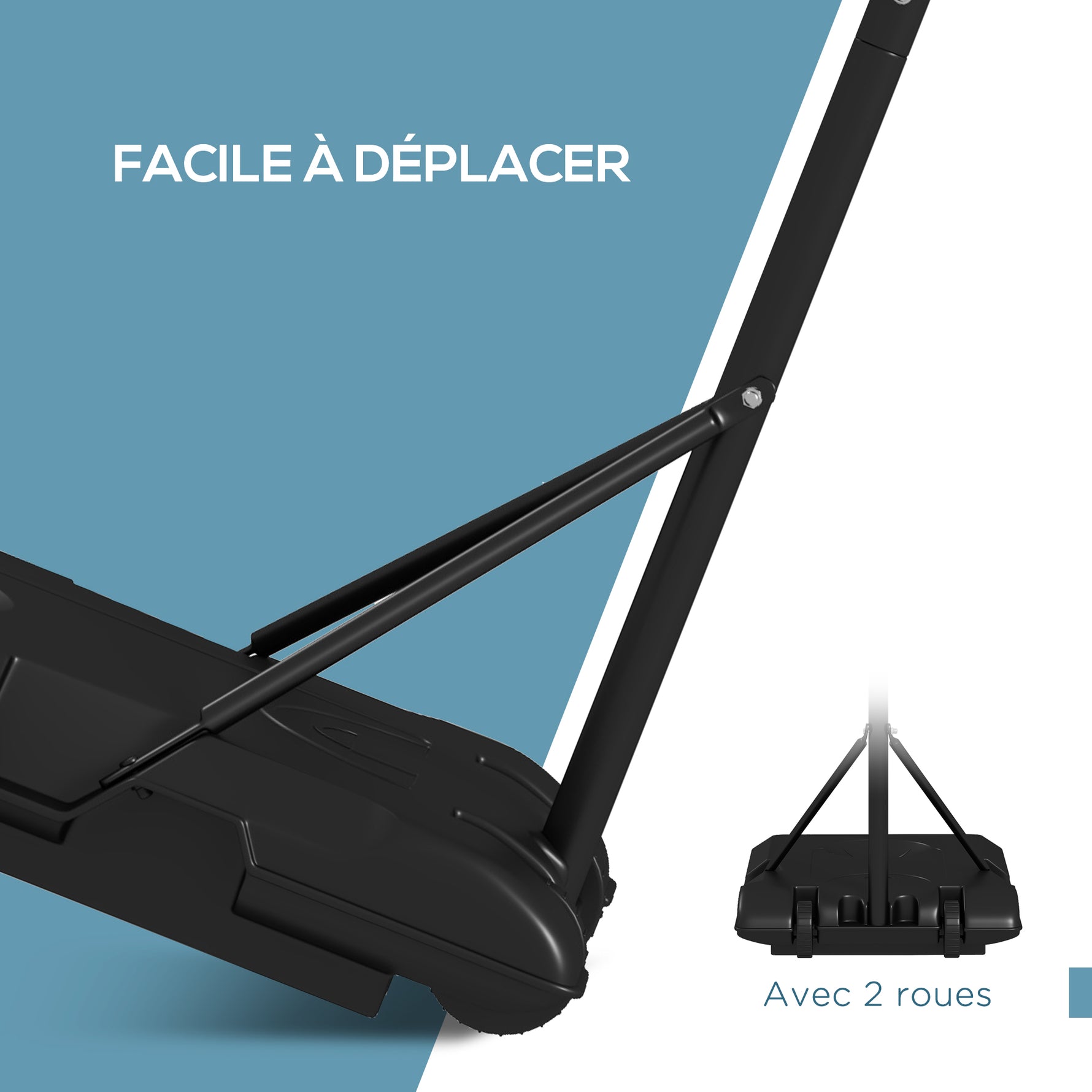 Panier de basket extérieur hauteur ajustables 182-213/220-250 cm panier de basket sur pied à roulettes noir