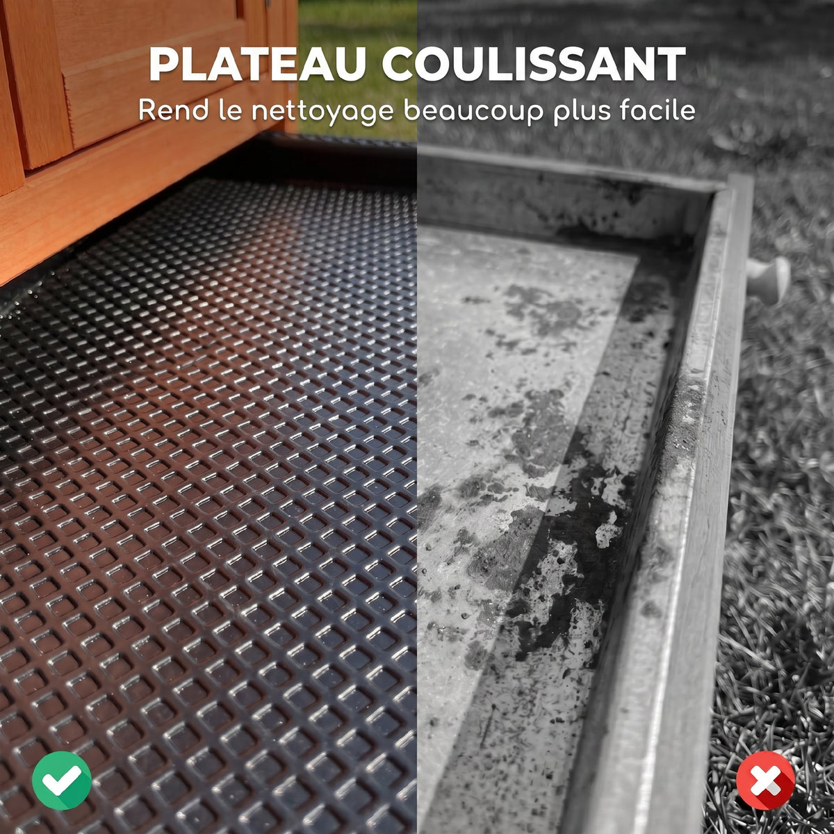 Clapier Lapin Extérieur en Bois, Toit Ouvrable en Asphalt et Plateau Coulissant, Design Surélevé, 90x45x65cm, Orange