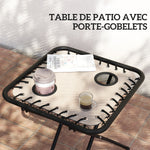 Lot de 2 chaise longue pliable et inclinable avec table d'appoint, porte-gobelets et appuie-têtes, charge 120 kg, beige