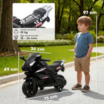 Moto électrique enfants, moto à batterie 6 V avec effets lumineux et sonores, roues d'entraînement, 75x36x49cm, noir