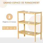 Étagère de rangement, étagère en bambou à 3 niveaux, bibliothèque pour salon, chambre et bureau, 62 x 33 x 80 cm