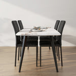 Lot de 4 chaises de salle à manger, chaises de cuisine, capitonnage rhombique et pieds en métal, 41x50x91cm, noir