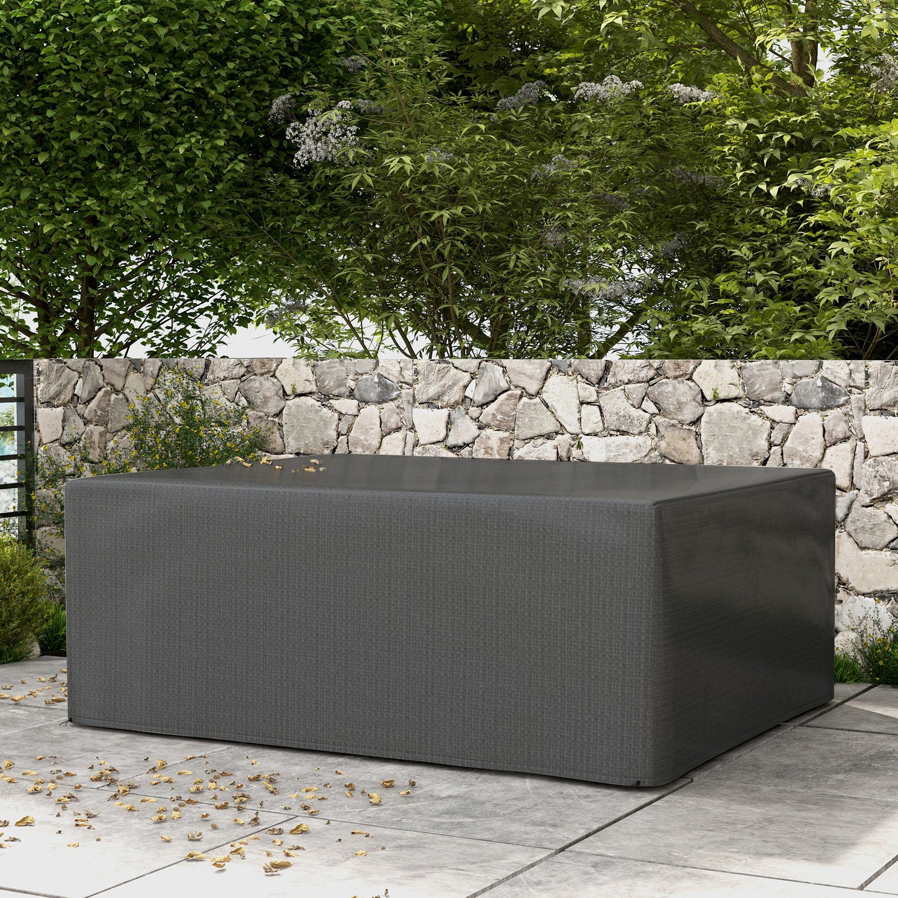 Housse salon de jardin extérieure bâche de protection extérieure anti-UV  en polyéthylène 235 x 190 x 90 cm gris