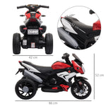 Elektrisches 3-Rad-Motorrad für Kinder 6 V, Elektroauto für Kinder mit Licht- und Soundeffekten, Geschwindigkeit 3 km/h, für 3 bis 5 Jahre, Tragkraft 25 kg, schwarz und rot